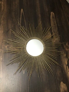 PIER 1 Petite Gold Burst Atomic SUNBURST STARBURST MIRROR WALL ART / 15" - Picture 1 of 9