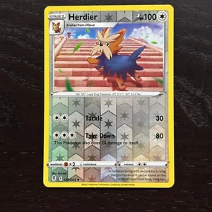 Herdier 134/203 Pokemon Evolving Skies Sword & Shield Reverse Holo Uncommon NM - Picture 1 of 2