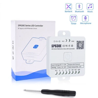 SP630E LED Controller 5CH PWM SPI Strip WS2812B SK6812 RGBW CCT Music BT DC5-24V - Image 1 of 4