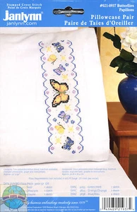 Stamped Cross Stitch ~ Janlynn Set of 2 Butterflies Pillowcases #021-0937 - Picture 1 of 3
