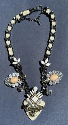 Collar RETRO llamativo hecho a mano pedrería/lucite/cadena por estaño rosa Foto 1 de 4