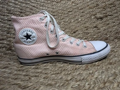 匡威 Converse All Star 高帮女式 10 码粉色华夫格针织鞋面超级干净  — 第 1/4 张图片
