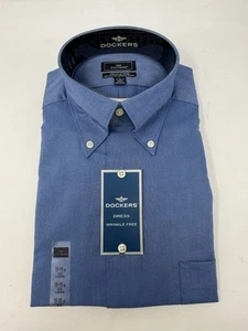 Dockers Wrinkle Free Dress Shirt 16–16.5 L Blue Button Down Long Sleeve NWT - Picture 1 of 3