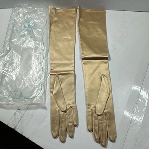 Vintage Kay Fuchs Opera Length Ellenbogen Handschuhe Damen Beige Neu Gr. L #2543 - Bild 1 von 3