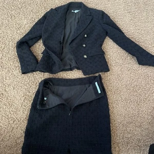 Antonio Melani Skirt Suit Womens Blue Blazer Long Sleeve (sized 2) - Picture 1 of 6