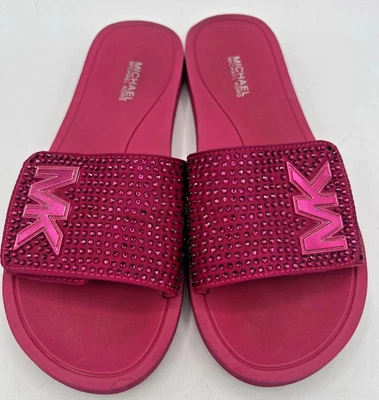 Sandalias Michael Kors MK Diamantes de Imitación Slides Rosa Fruta del Dragón Talla 6M Para Mujer’s Foto 1 de 4