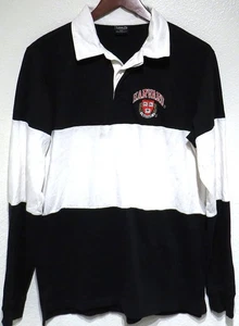 Cotton On HARVARD Black White Color Block RUGBY Shirt SMALL Loose Fit Embroider - Picture 1 of 10