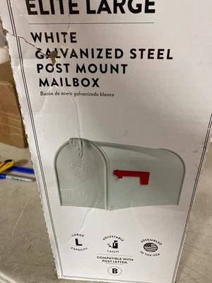 Solar Group Elite Post-Mount Mailbox, Large, White Steel - Image 1 of 2