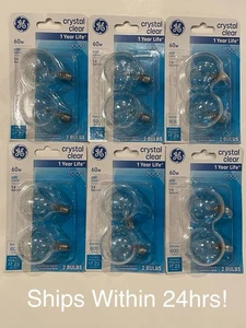 GE Crystal Clear 60W 12 Light bulbs New And Sealed Fits G 16.5 & FREE SHIPPING - Picture 1 of 4