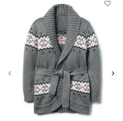 Suéter cárdigan envolvente Fair Isle de Janie & Jack para niñas talla 5 gris algodón venta al por menor $69 Foto 1 de 4