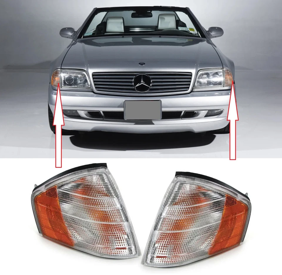 PAIR FRONT TURN INDICATOR LIGHT LAMPS for MERCEDES-BENZ R129 SL CLASS 1989-2001 - Image 1 of 4