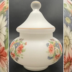 Norleans Glass Floral Apothecary Jar/Ginger Jar/Covered Compote Italy 8" tall - Picture 1 of 16