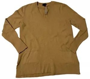 J. Crew New Women's M Front Pockets V Neck Tunic Sweater Wool Alpaca Camel H5830 - Picture 1 of 10