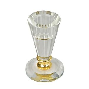 3" tall Clear and Gold Glass Crystal Candle Holders Home Gift Party Decoration