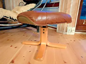 Hocker Leder Vintage 60er Fußhocker Retro Ottomane Danish Pouf Westnofa Ära B29 - Bild 1 von 8