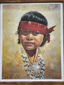 Retrato vintage de un niño indio nativo americano arte por Tom Phil impresión - Imagen 1 de 4