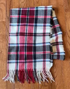 J. Jill Women's Tartan Plaid Fringed Scarf, Cream, Red, Black. Very Soft! NWOT - Picture 1 of 2