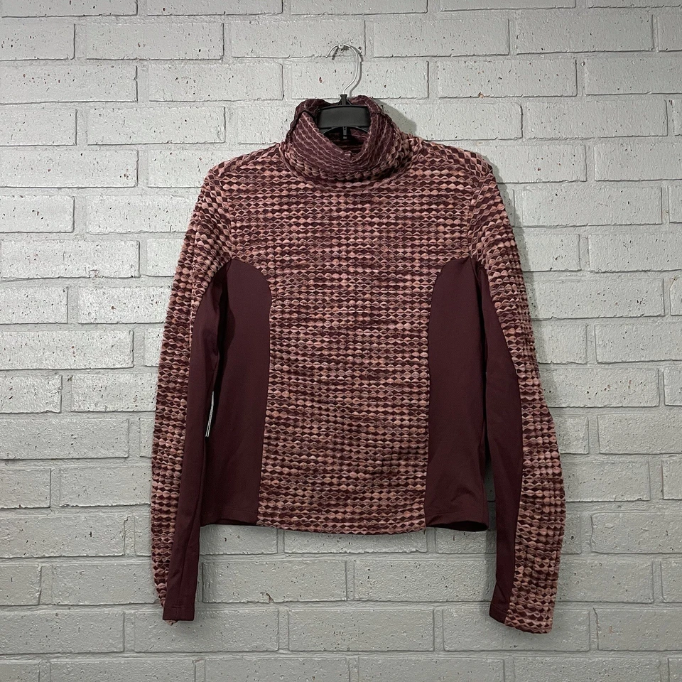 Nike Pro Hyperwarm Mock Neck Long Sleeve Top 933296 Burgundy Crush Medium