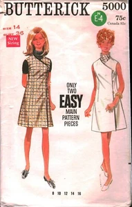 5000 Vestido Jersey Vintage Butterick Patrón Costura Misses Años 60 Fácil Una Pieza - Imagen 1 de 2