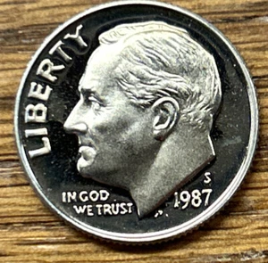 Moneda de diez centavos S Roosevelt 1987 de juego de prueba - envío gratuito - Imagen 1 de 2