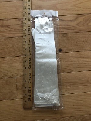 Guantes de longitud media blancos estilo años 50 vintage tachonados moda 14+ pulgadas nuevos Foto 1 de 4