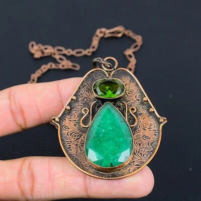 Красивый изумруд и перидот драгоценных камней модный меди подвеска ожерелье ювелирные изделия - Изображение 1 из 4