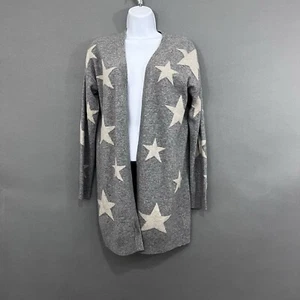 Magaschoni Cardigan Womens Size Small Gray Star Print Cashmere Open Long Sleeve - Picture 1 of 12