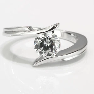 Anello di Fidanzamento 1/3 Carato I/SI1 Incredibile Diamante Taglio Tondo 950 Platino - Foto 1 di 4