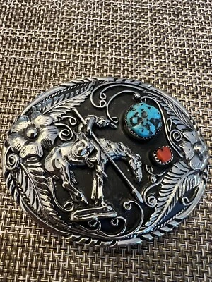 Hebilla de cinturón turquesa y coral SSI 88  Foto 1 de 3