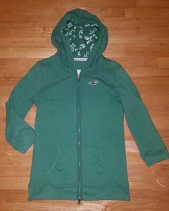 EUC--WOMENS JUNIORS HOLLISTER HOODED SWEAT JACKET 3/4 SLEEVES--SIZE M - Picture 1 of 3