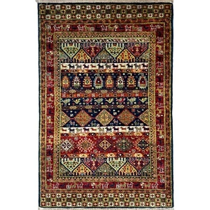 Alfombra de lana orgánica tinte vegetal tribal afgana nómada hecha a mano (3' x 5') - Imagen 1 de 6