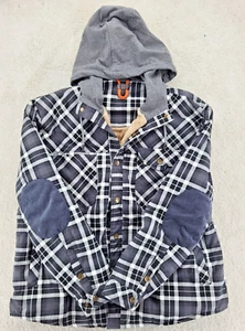 Fleece Lined Coat Jacket Hooded, Plaid Check Thick Winter Warm Men's XXL - Picture 1 of 10
