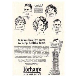 1925 Forhans fürs Zahnfleisch: Gesundes Zahnfleisch, gesunde Zähne Vintage Print Ad - Bild 1 von 1