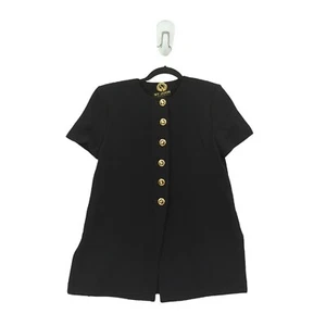 St John Basics Women S Santana Cardigan Blazer Black Short Sleeve Crest Buttons - Picture 1 of 7