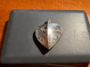 LARGE STERLING SILVER HEART PENDANT - 2" LONG - Picture 1 of 3