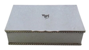 VINTAGE English Silver Plate 5 3/8" Engraved Crest Trinket Box - Picture 1 of 5
