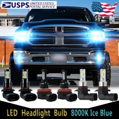 For Ram 1500 Classic 2019 - 6X LED Headlight High/Low Beam + Fog Bulbs 8000K HKL - Image 1 of 4