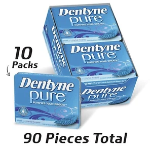 Dentyne Pure Mint with Herbal Accents Sugar Free Gum, 10 Packs of 9 Pieces (90 T - Picture 1 of 13