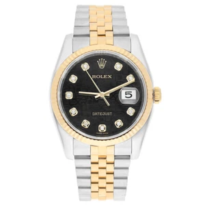 Rolex Datejust 36mm 116233 Fluted Bezel Black Computer Diamond Dial Two Tone ... - Picture 1 of 10