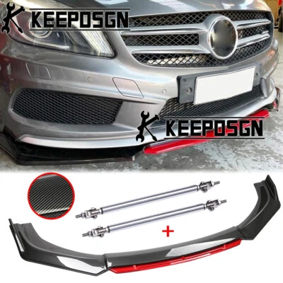 For Mercedes-Benz A250 A180 CARBON Front Bumper Lip Splitter Spoiler Strut Rod - Image 1 of 4