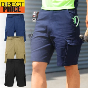Mens Cargo Work Shorts Cotton Drill Heavy Duty Tradie Multi Pockets - Picture 1 of 34