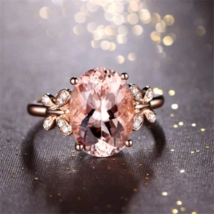 Estate 4.67ct Solid 14K Rose Gold Natural Morganite Diamond Engagemen Fine Ring - Picture 1 of 6