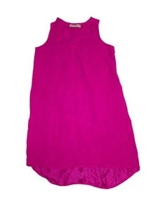Amanda Uprichard Satin Hot Pink Silk V-Neck Sleeveless Shift Dress Size P / XS - Picture 1 of 7