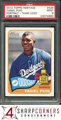 2014 TOPPS HERITAGE ALL-STAR ROOKIE #426 YASIEL PUIG PORTRAIT TEAM LOGO PSA 9 - Image 1 of 4