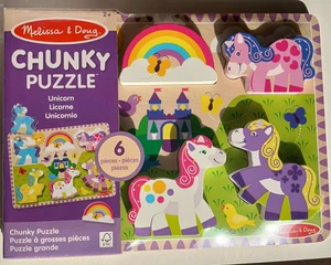 Melissa & Doug EINHORN klobiges Puzzle mit 6 dicken Holzteilen 12" x 9" - Bild 1 von 12