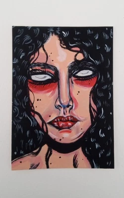 Уникальная художественная карта ACEO, рисунок девочки от ESS22, 3,5 x 2,5 дюйма, без рамки - Изображение 1 из 4