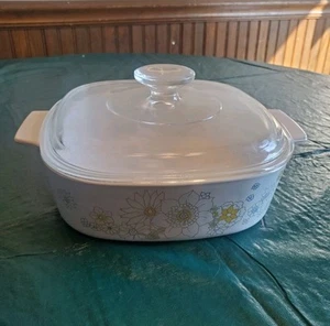 Vintage CorningWare Floral Bouquet 2 Qt A-2-B Casserole Dish w/ Pyrex A9C Lid - Picture 1 of 7