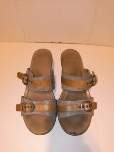 37 6.5-7 Sandalias Dansko Jessie Beige Cuero Serpiente Doble Correa Ajustable - Imagen 1 de 7