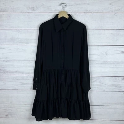Louis Vuitton Uniformes Talla FR 46 US 14 Negro Chifón Camisa Vestido Falda en Niveles Foto 1 de 4