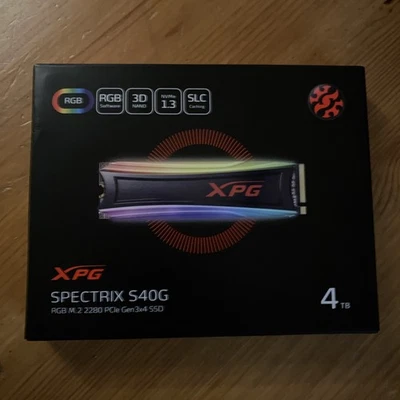 NEW XPG Spectrix S40g RGB 4Tb SSD PCIe NVMe M.2 2280 Solid State Drive AS40G-4TT - Image 1 of 2
